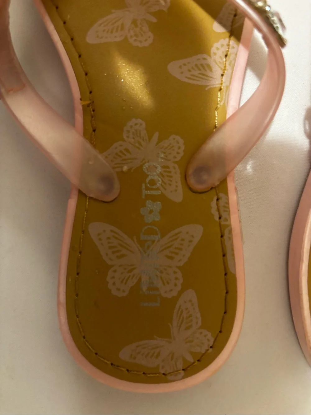 Limited Too Pink Jewel-Trim Butterfly Print Girls' Sandals